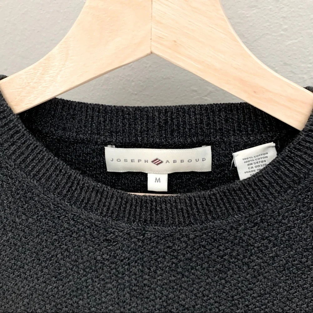 JOSEPH ABBOUD Crewneck Sweater 100% Cotton Textured Knit Grey Pullover Size M